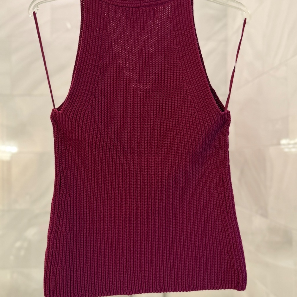 NWT BANANA REPUBLIC Textured Sweater Tank Top Women's Size Small Berry - Picture 9 of 11